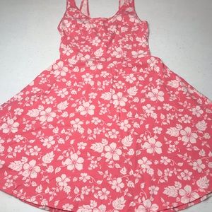 Hollister Flare Floral Coral Dress EUC size small